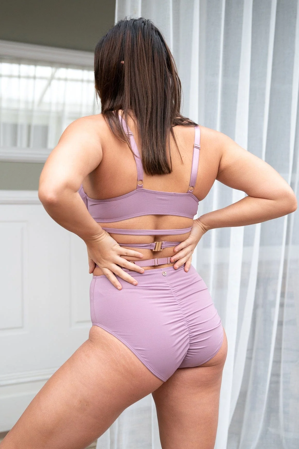 Alice Bottom - Adjustable Strappy High Waist Bottom Recycled Mauve - Image 3