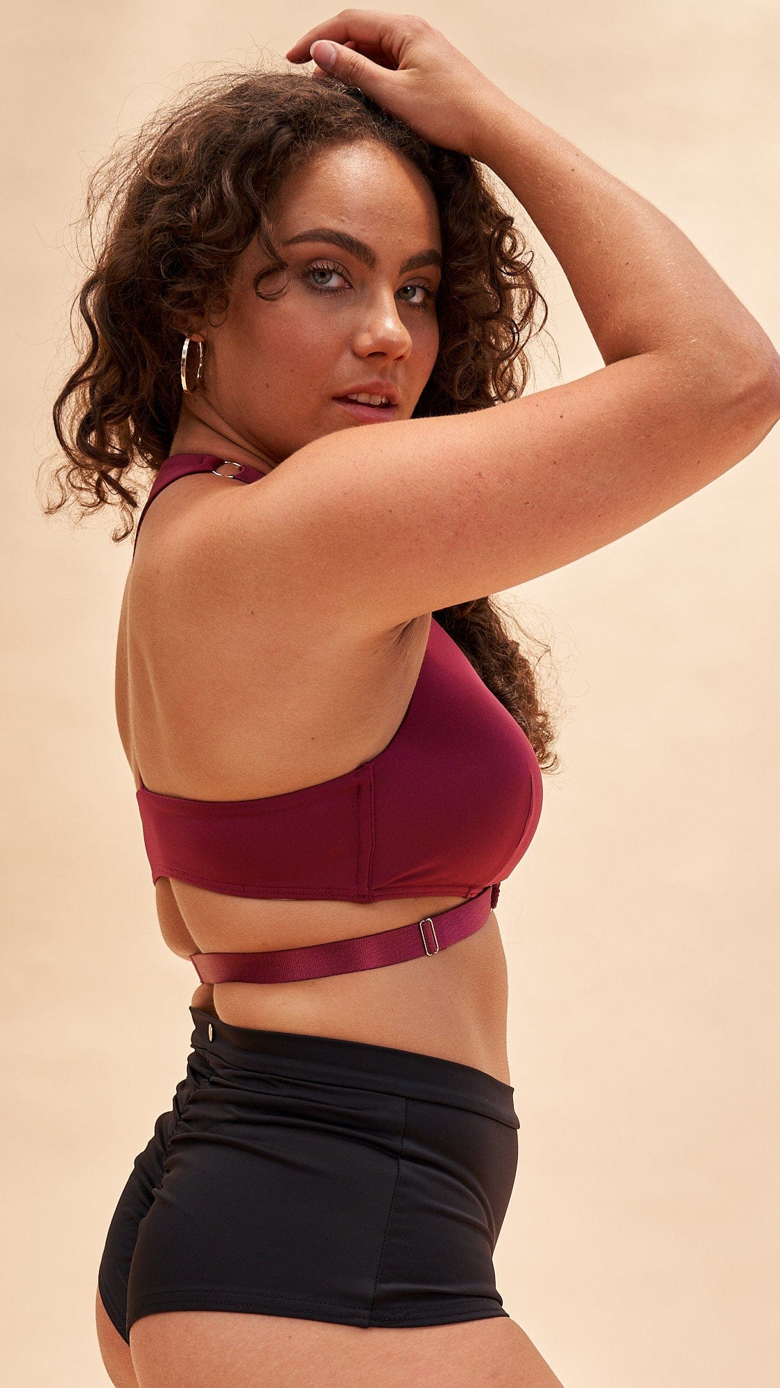 Amber Top - Adjustable Strappy Racerback Moulded Top Recycled Burgundy - Image 4