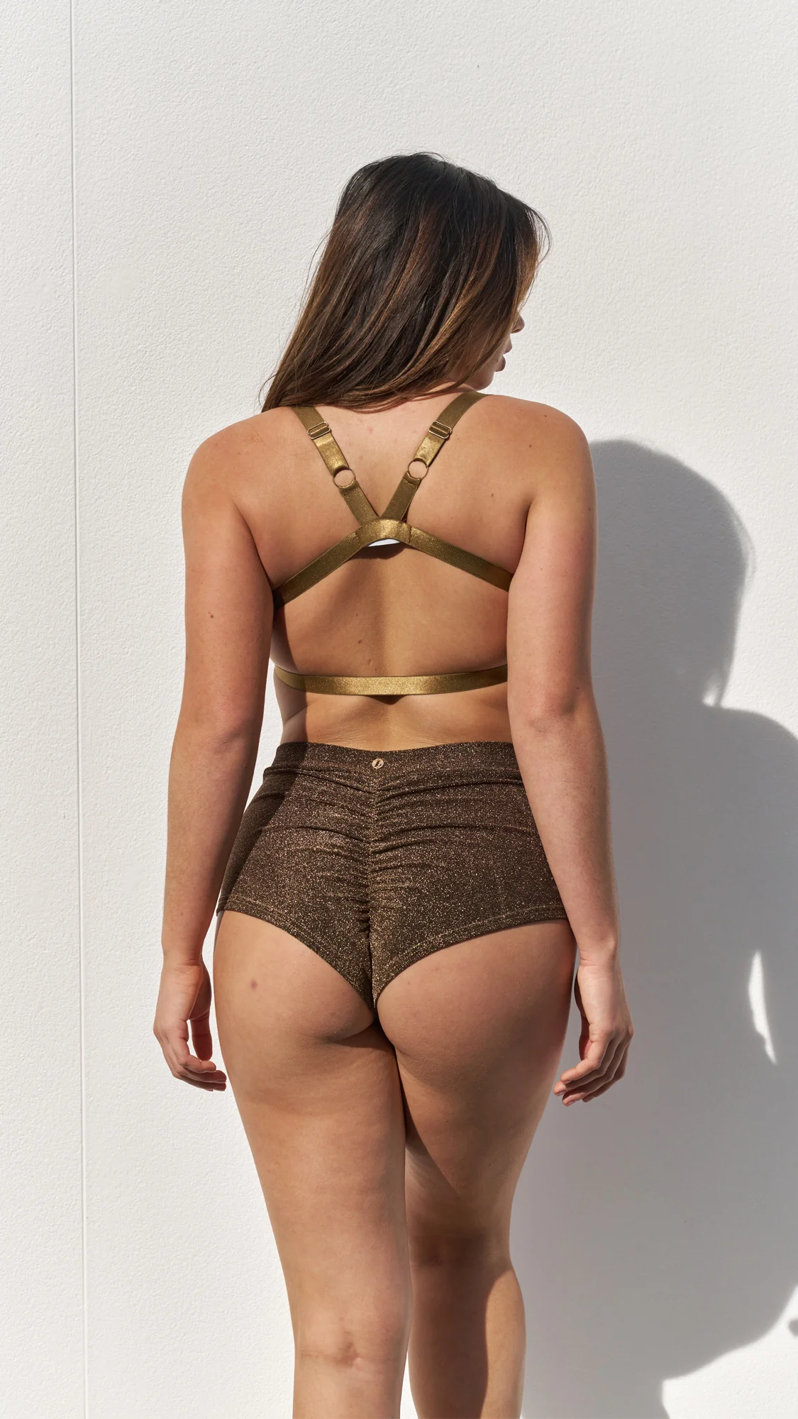 Basic High Waist Bottoms Gold Black Lurex - Image 2