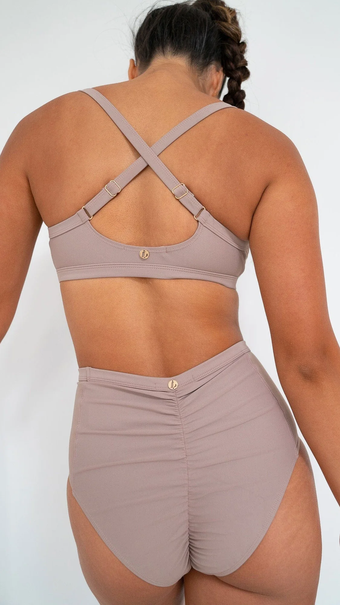 Gigi Top - Mesh Pannelled Top Recycled Mocha - Image 3