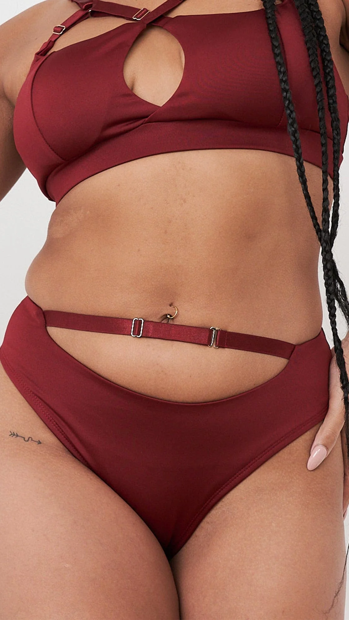 Hannah Low Waist - Adjustable Cut Out Low Waist Bottom Burgundy - Image 3