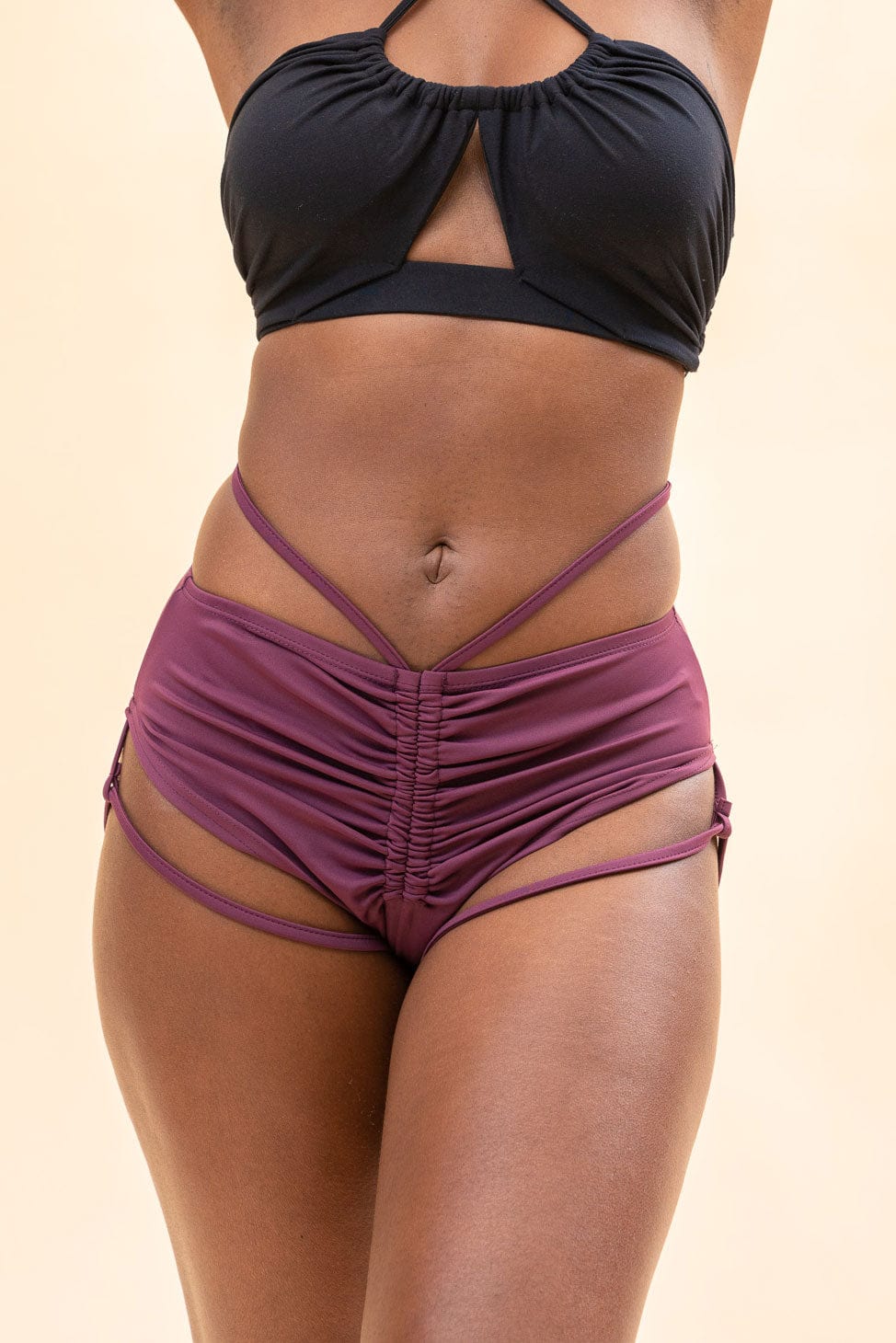 Jasmine Low Waist - Gathered Low Waist Garter Shorts Recycled Mulberry - Image 2