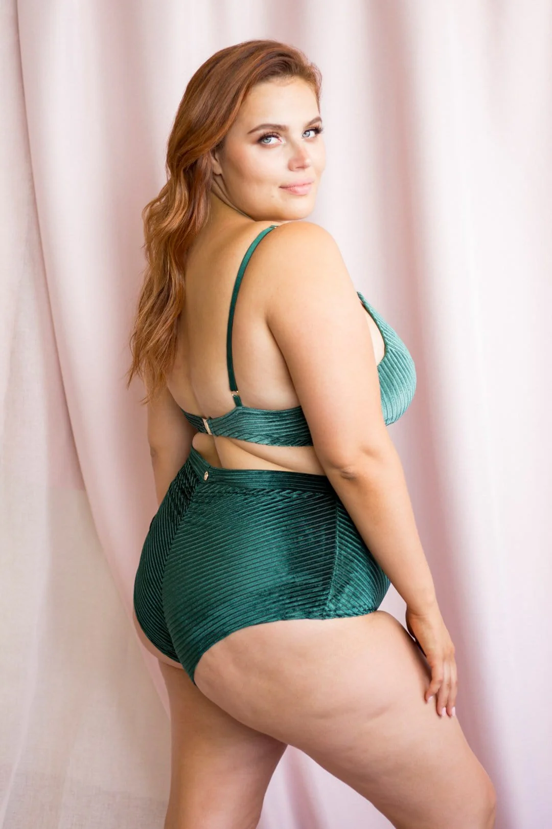 Lana High Waist Bottom - Velvet High Waist Bottoms Emerald - Image 5