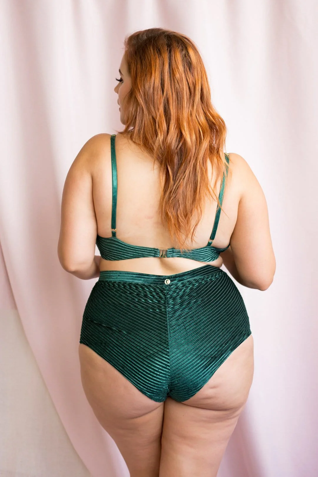 Lana High Waist Bottom - Velvet High Waist Bottoms Emerald - Image 6