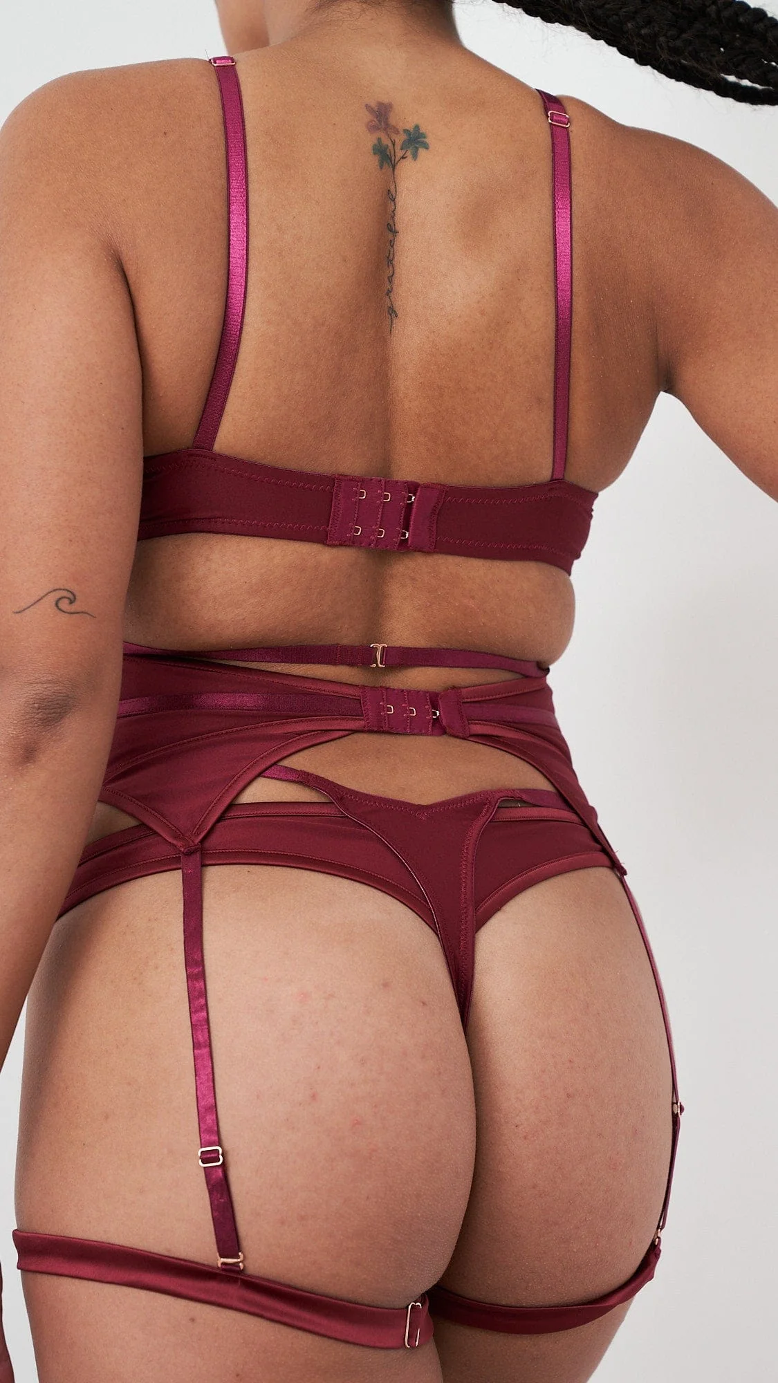 Lauren Set - Strappy Cut Out Lingerie Set Recycled Wine - Image 3