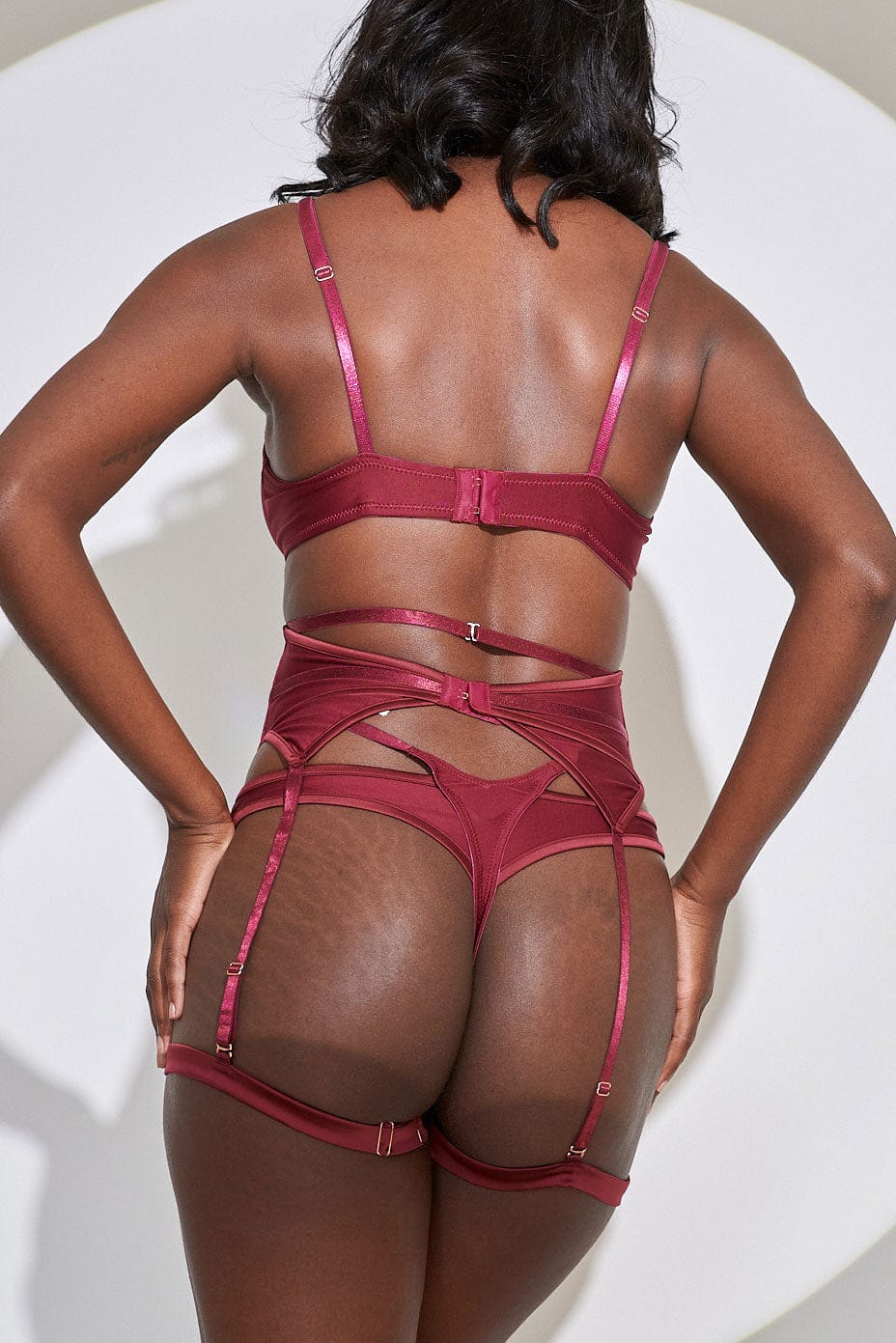 Lauren Set - Strappy Cut Out Lingerie Set Recycled Wine - Image 5