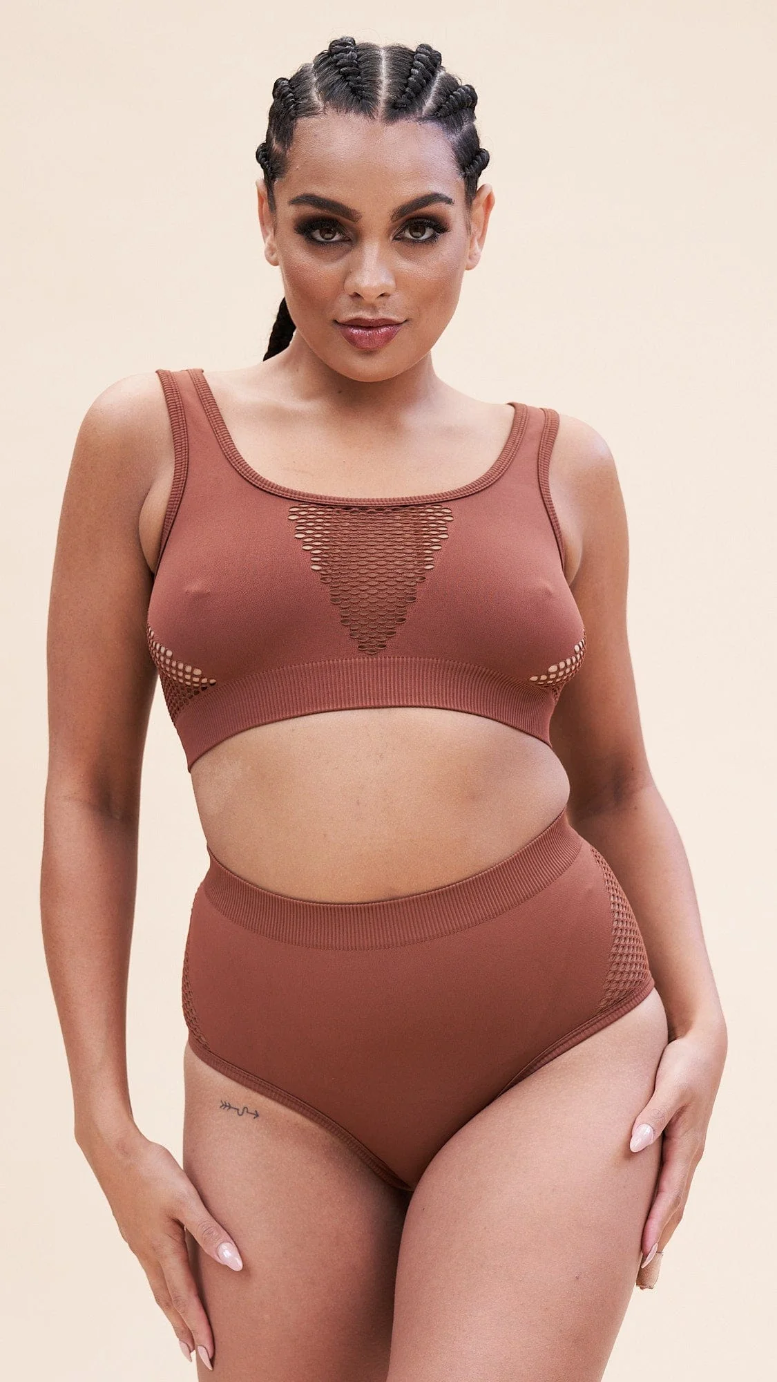 Leah High Waist - Shaping Breathable Bottoms Recycled Choco - Image 3