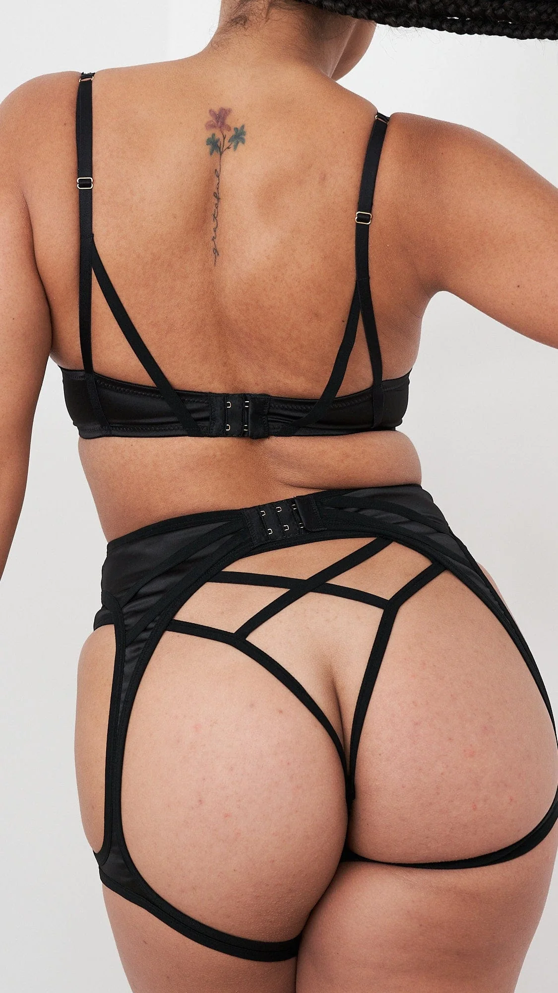 Letty Brief - Satin Strappy Cut Out Brief Black - Image 3
