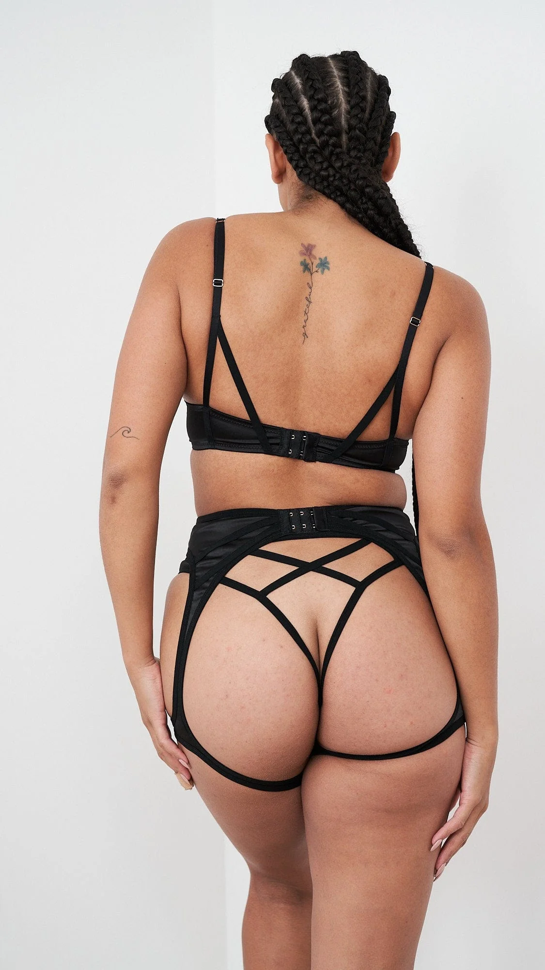 Letty Brief - Satin Strappy Cut Out Brief Black - Image 4