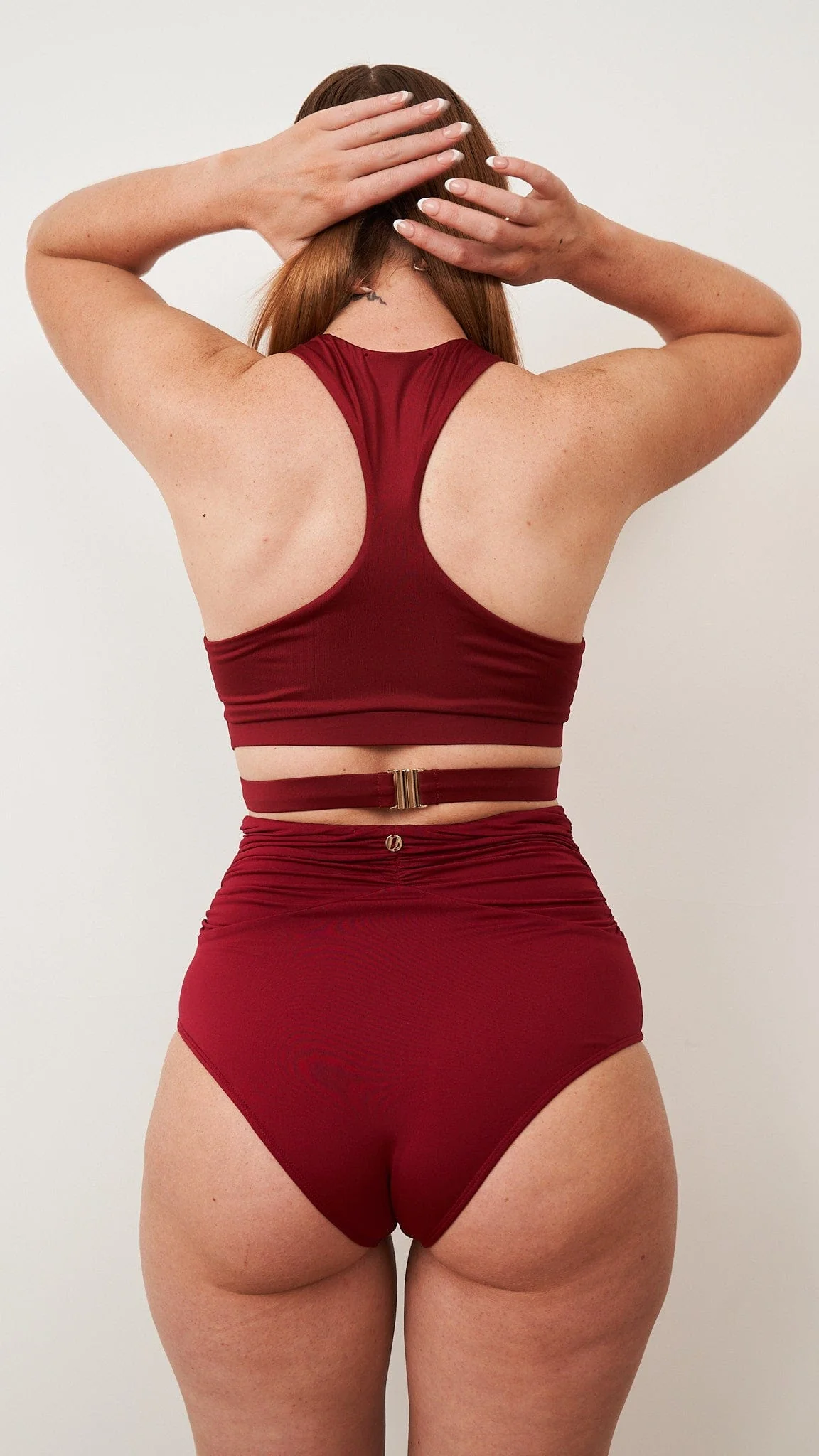 Nova Bottom - Gathered V High Waist Shorts Recycled Wine - Image 4