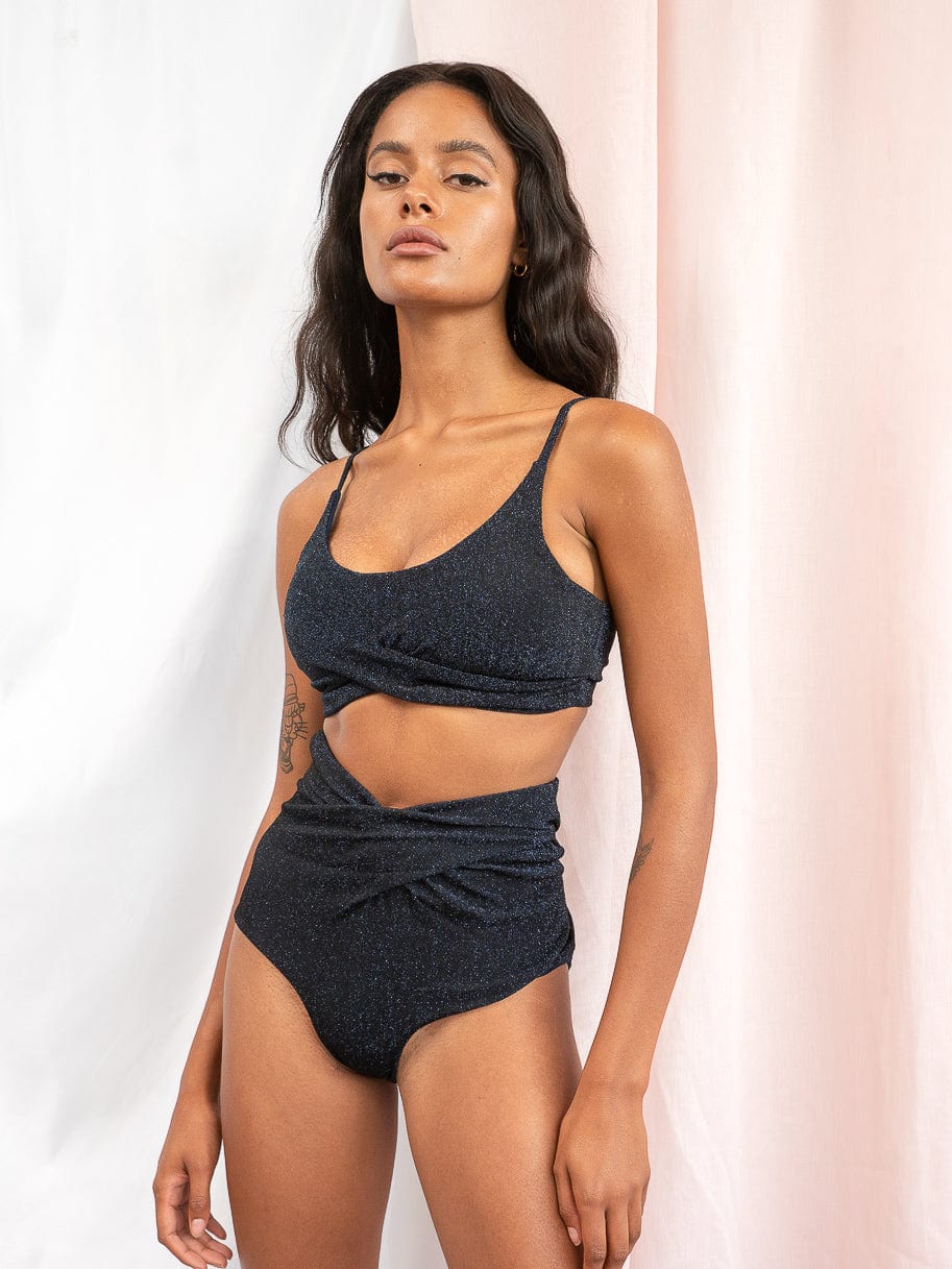 Paris High Waist - Cross Over High Waist Bottoms Midnight Shine - Image 4