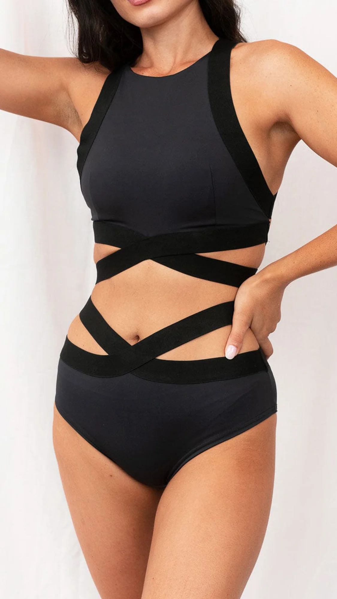 Serena Top - Strappy High Support Sports Bra Recycled Black - Image 2