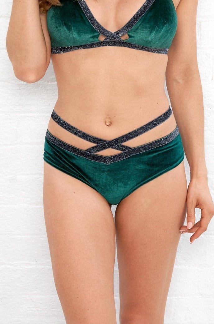 Sienna Bottom - Strappy Low Waist Shorts Green - Image 2