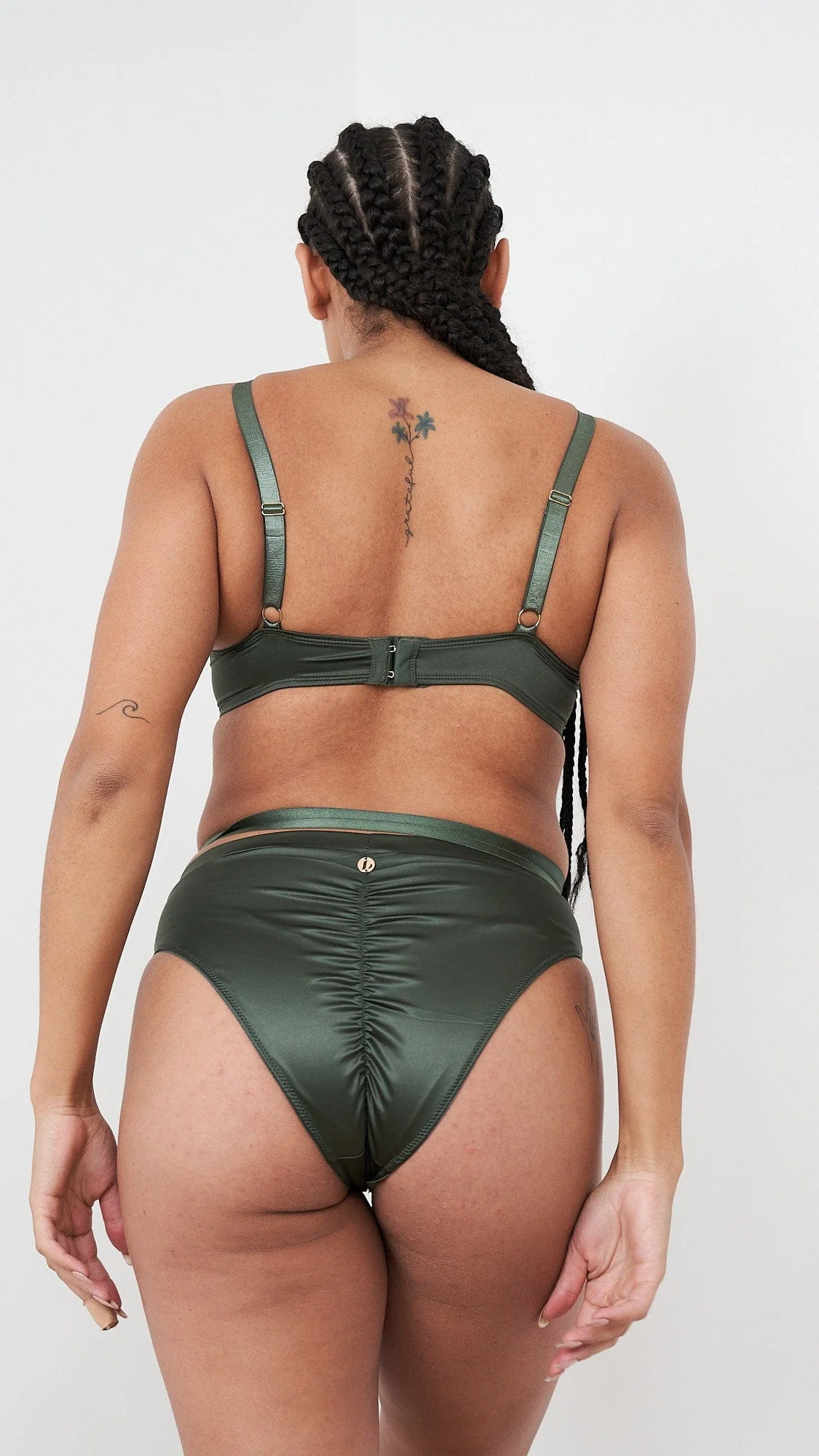 Sofia Set - Strappy Satin Set Forest Green - Image 4