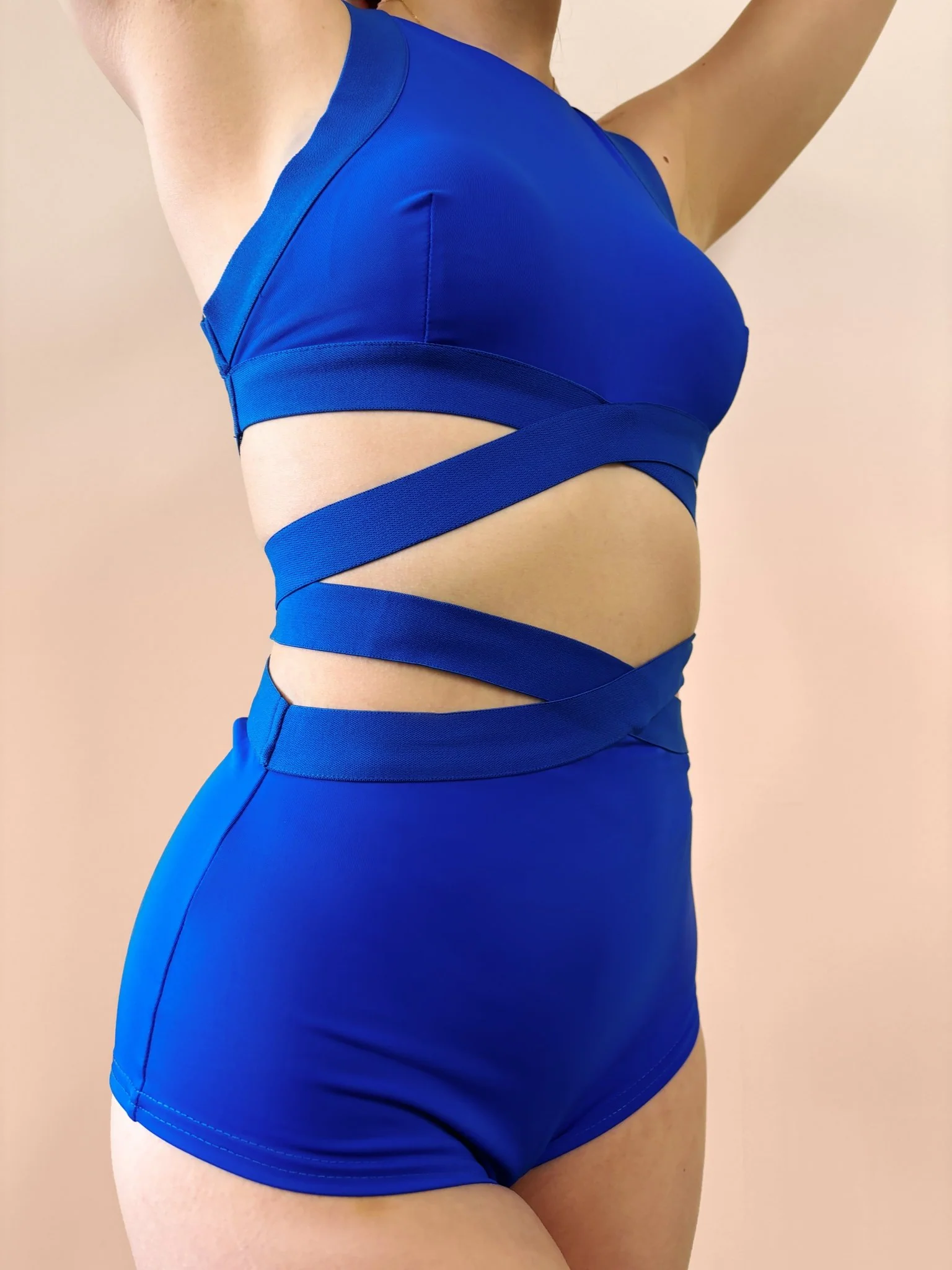 Tara High Waist - Strappy Scrunch High Waist Bottoms Cobalt Blue - Image 3