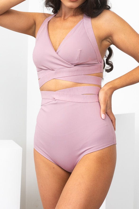 Tara High Waist - Strappy Scrunch High Waist Bottoms Recycled Mauve - Image 3
