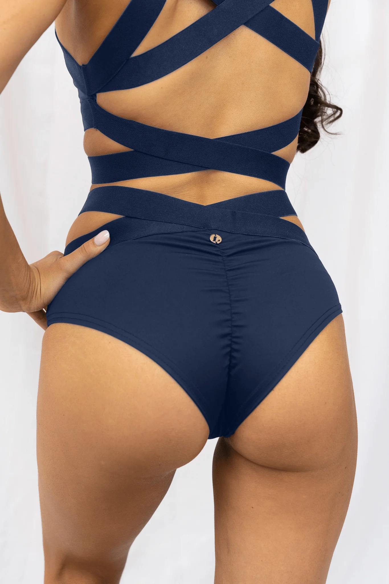 Tara Low Waist - Strappy Scrunch Low Waist Bottoms Navy - Image 2