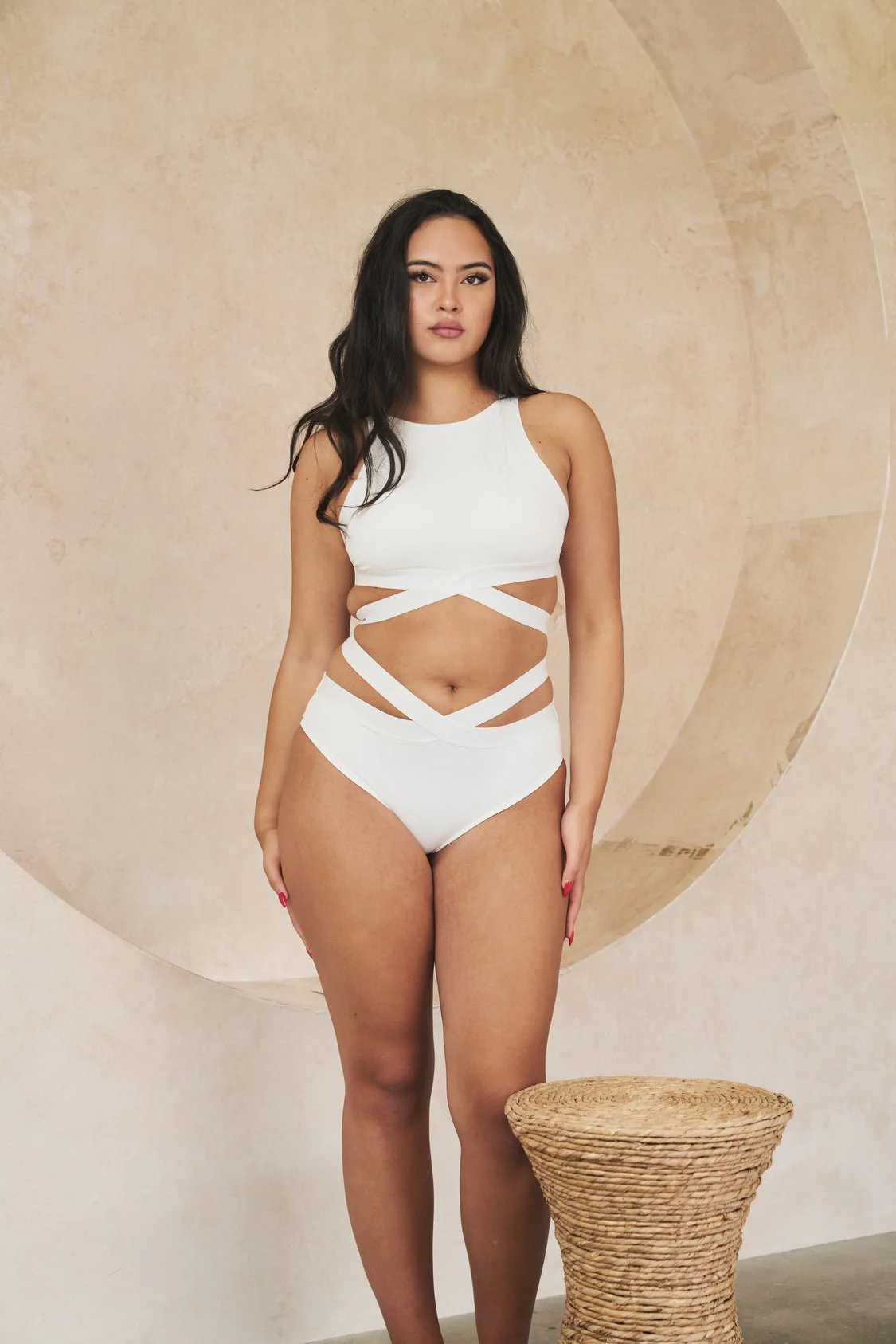 Tara Low Waist - Strappy Scrunch Low Waist Bottoms White - Image 4