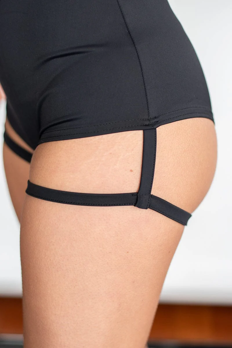 Zena Bottom - Adjustable Garter Overall Shorts Black - Image 6